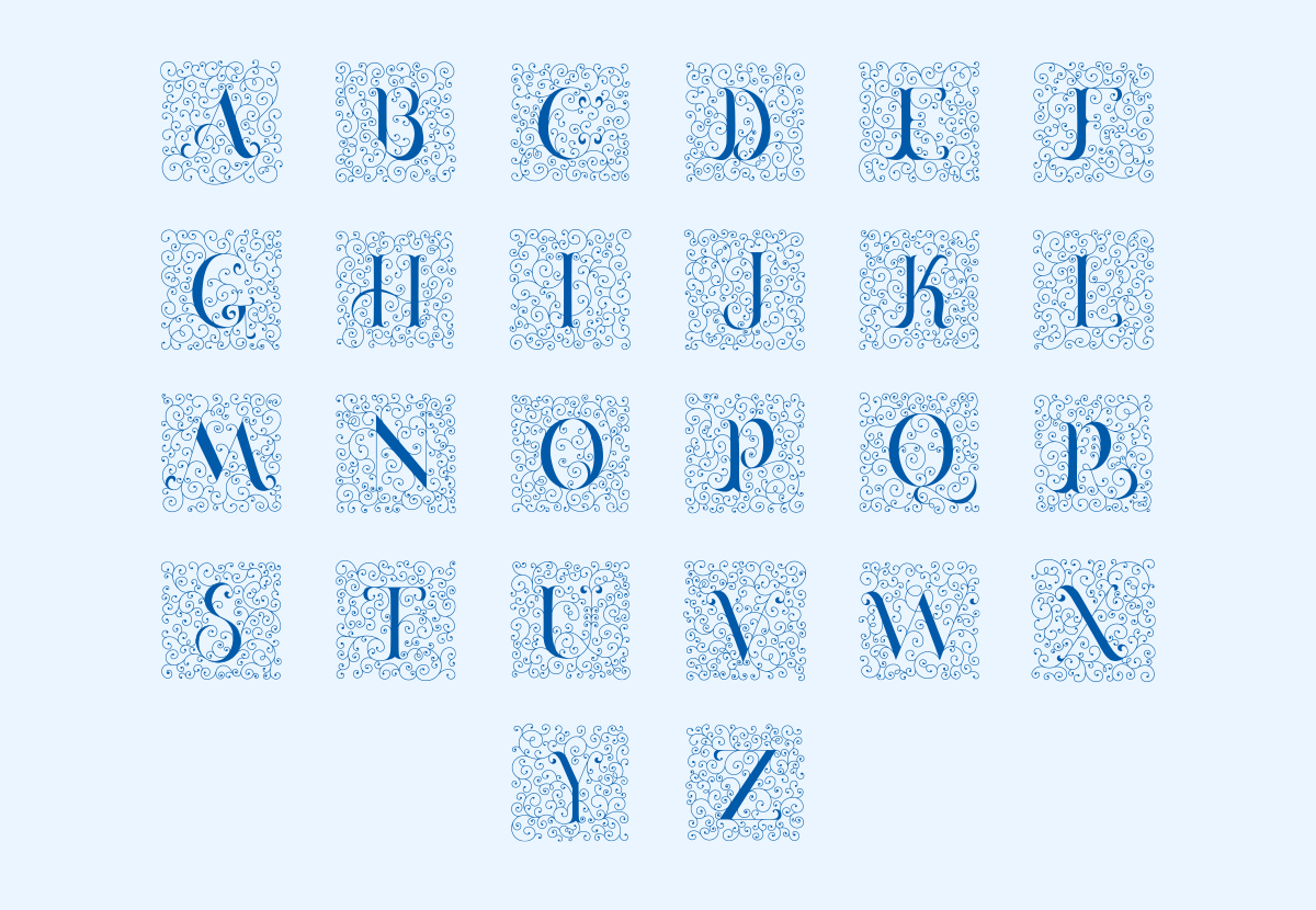 Full alphabet in custom lettering